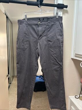 Jones New York Charcoal Straight-Leg Crop Chinos